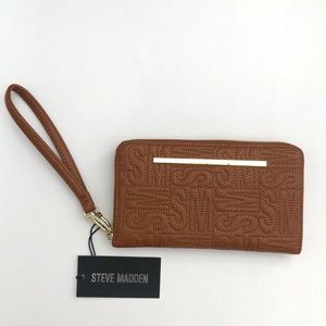 nwt steve madden bzip sm cognac zippy logo wallet